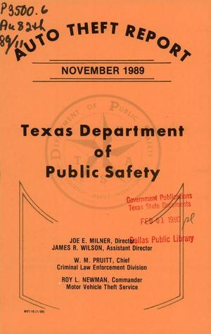 Texas Auto Theft Report: November 1989