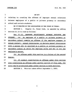 78th Texas Legislature, Regular Session, House Bill 532, Chapter 224
