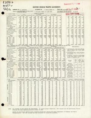 Summary of All Reported Accidents in Rural Areas of Texas for December 1982