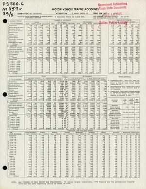 Summary of All Reported Accidents in Rural Areas of Texas for May 1985