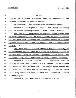 78th Texas Legislature, Regular Session, House Bill 554, Chapter 439