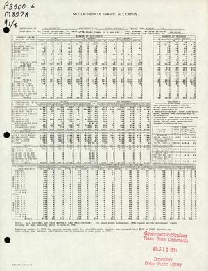 Summary of All Reported Accidents in Rural Areas of Texas for August 1991