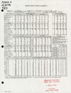 Summary of All Reported Accidents in Rural Areas of Texas for March 1992
