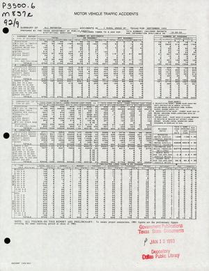Primary view of object titled 'Summary of All Reported Accidents in Rural Areas of Texas for September 1992'.
