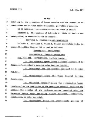 78th Texas Legislature, Regular Session, House Bill 587, Chapter 178