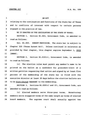 78th Texas Legislature, Regular Session, House Bill 599, Chapter 227