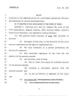 78th Texas Legislature, Regular Session, House Bill 601, Chapter 40