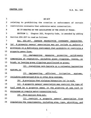 78th Texas Legislature, Regular Session, House Bill 645, Chapter 1024