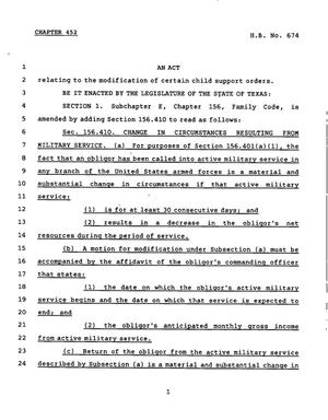 78th Texas Legislature, Regular Session, House Bill 674, Chapter 452