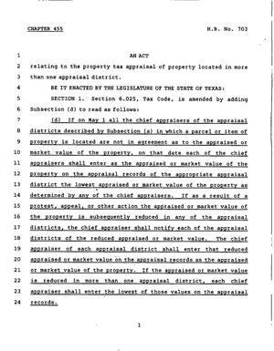 78th Texas Legislature, Regular Session, House Bill 703, Chapter 455