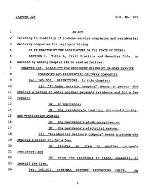 78th Texas Legislature, Regular Session, House Bill 705, Chapter 228