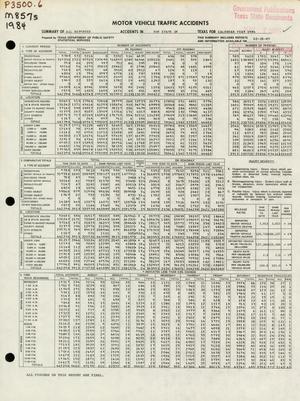 Summary of All Reported Accidents in the State of Texas for Calendar Year 1984