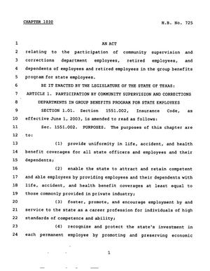 78th Texas Legislature, Regular Session, House Bill 725, Chapter 1030