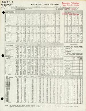 Summary of All Reported Accidents in the State of Texas for November 1986