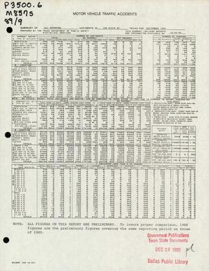 Summary of All Reported Accidents in the State of Texas for September 1989