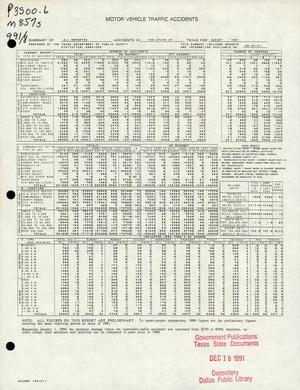Summary of All Reported Accidents in the State of Texas for August 1991