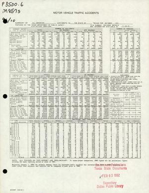Summary of All Reported Accidents in the State of Texas for October 1991