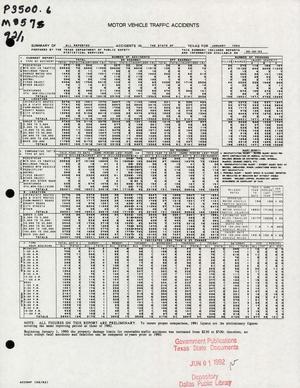 Summary of All Reported Accidents in the State of Texas for January 1992
