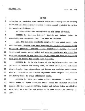 78th Texas Legislature, Regular Session, House Bill 776, Chapter 1031