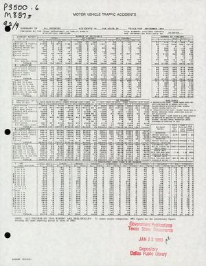 Summary of All Reported Accidents in the State of Texas for September 1992