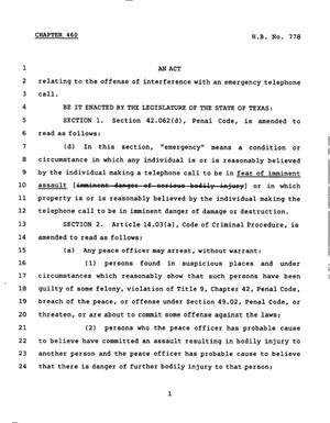 78th Texas Legislature, Regular Session, House Bill 778, Chapter 460