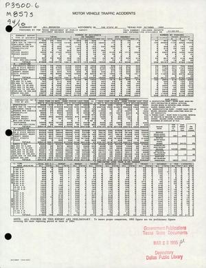 Summary of All Reported Accidents in the State of Texas for October 1994