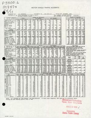 Summary of All Reported Accidents in the State of Texas for November 1994