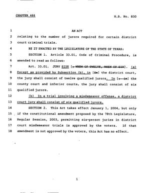 78th Texas Legislature, Regular Session, House Bill 830, Chapter 466