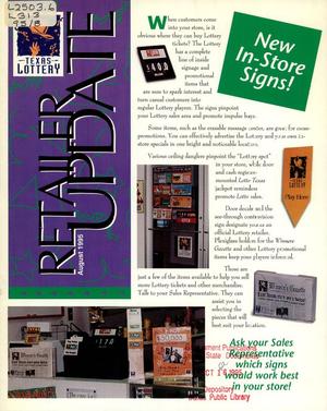 Texas Lottery Retailer Update, August 1995
