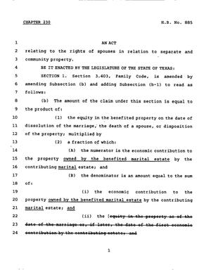 78th Texas Legislature, Regular Session, House Bill 885, Chapter 230