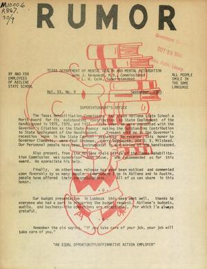 Primary view of object titled 'Rumor, Volume 20, Number 9, September 1980'.