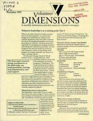 Primary view of object titled 'Volunteer Dimensions, November 1991'.