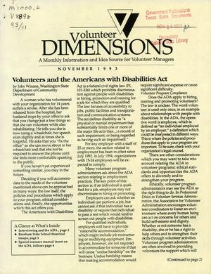 Volunteer Dimensions, November 1993