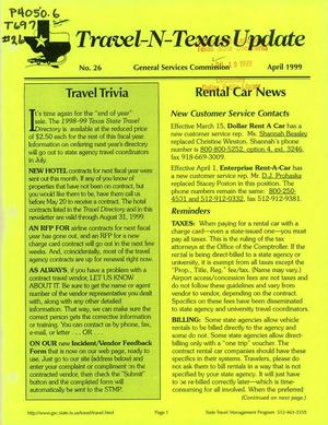 Travel-N-Texas Update, Number 26, April 1999