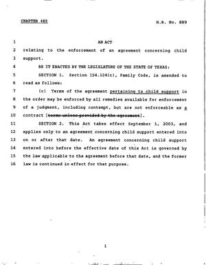 78th Texas Legislature, Regular Session, House Bill 889, Chapter 480