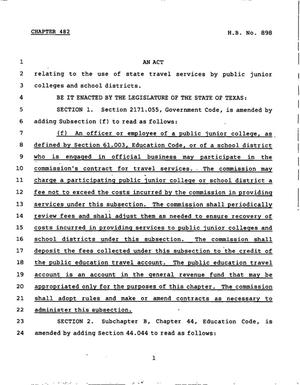78th Texas Legislature, Regular Session, House Bill 898, Chapter 482