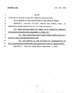 78th Texas Legislature, Regular Session, House Bill 904, Chapter 1284