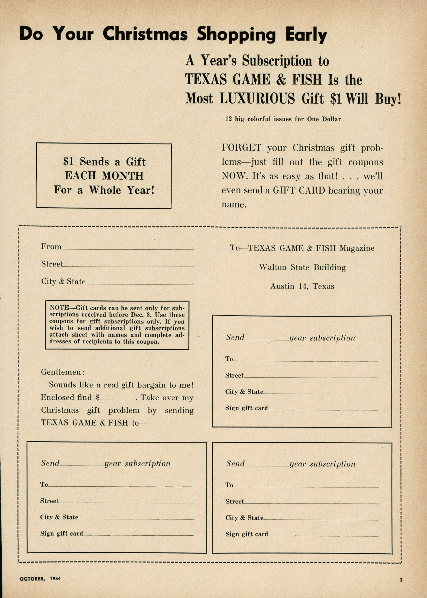 Texas Game and Fish, Volume 12, Number 11, October 1954
                                                
                                                    3
                                                