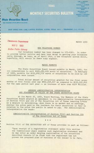 Texas Monthly Securities Bulletin, March 1969