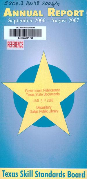Texas Skill Standards Board Annual Report: 2007