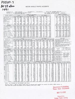 Summary of Truck Involved Accidents in the State of Texas for Calendar Year 1991