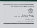 Thumbnail image of item number 1 in: 'University of Texas at Austin Operating Budget: 2023, Volume 1'.