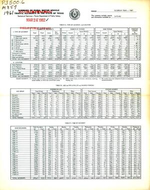Summary of All Reported Accidents in Rural Areas of Texas for Calendar Year 1961