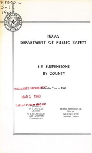 Primary view of object titled 'Texas S-R Suspensions by County: 1962'.