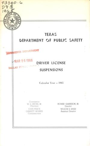 Texas Driver License Suspensions: 1965