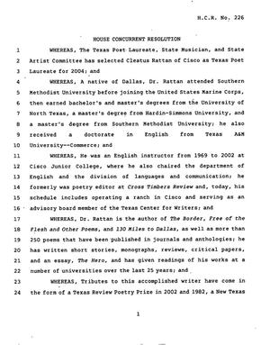 78th Texas Legislature, Regular Session, House Concurrent Resolution 226