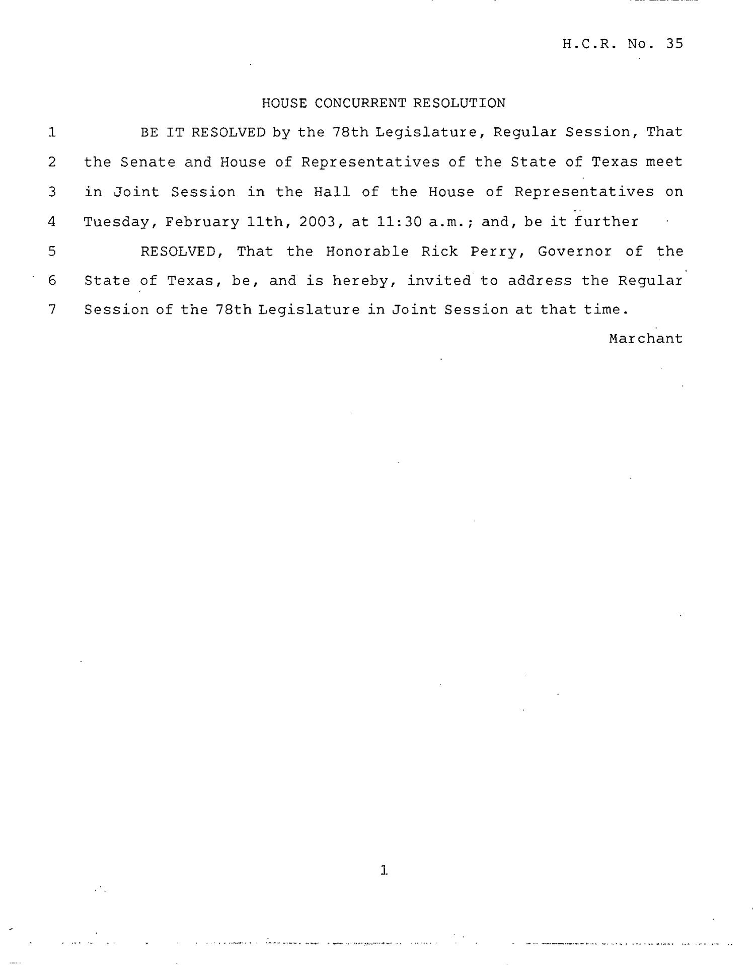 78th Texas Legislature, Regular Session, House Concurrent Resolution 35
                                                
                                                    [Sequence #]: 1 of 2
                                                