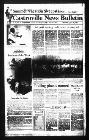 Castroville News Bulletin (Castroville, Tex.), Vol. 32, No. 25, Ed. 1 Thursday, June 20, 1991