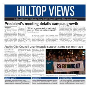 Hilltop Views (Austin, Tex.), Vol. 32, No. 4, Ed. 1 Wednesday, October 3, 2012