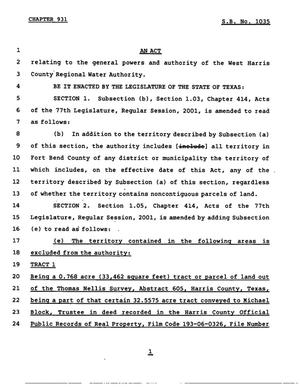 78th Texas Legislature, Regular Session, Senate Bill 1035, Chapter 931